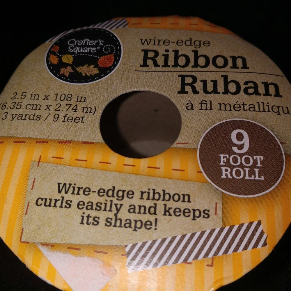 NEW Ribbon Ruban - Harvest Fall Ribbon Wired Edge 9ft GIVE‎ THANKS